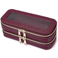 Pinkmik Double Layer Makeup Bag Makeup Brush Case Waterproof Travel Cosmetic & Toiletry Bag Purse Organizer and Car Essentials for Women (X/Burgundy, Double SLIM)
