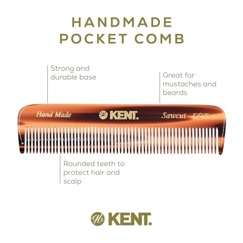 Kent Set of 3, 81T Small Beard and Mustache Comb, Fot All Fine Pocket Comb and PF22 Hair Brush and Beard Bruh, Best Beard and Mustache Grooming Kit for Travel and Home Beard Care, Made in England