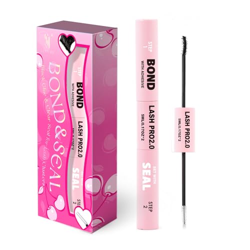 SY-SHUYING Black Lash Bond and Seal Mascara for Long Lasting Waterproof Non Irritating Mild Formula Eye lash Extensions 5ml+5ml