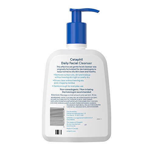 Cetaphil Daily Facial Cleanser, for normal to oily skin, 16 Ounce Bottles (Pack of 3)