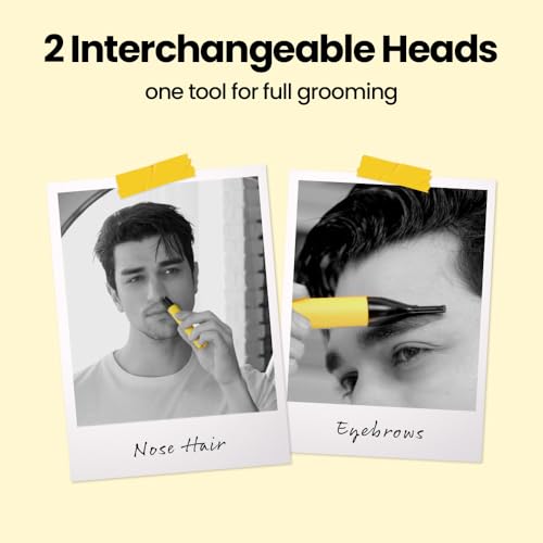 Gorilla Technique 10,000 RPM Nose and Ear Hair Trimmer for Men, Professional USB-C Rechargeable 2-in-1 Grooming Kit for Nose & Eyebrow, Painless No-Pull Trimmer, 2 Washable Heads