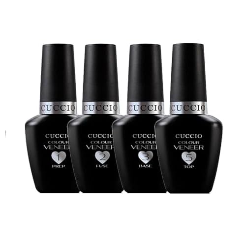 Cuccio Veneer Treatment Pack ? Complete LED/UV Gel Polish System, Includes Prep, Fuse, Base, and Top Coat, 13 mL Each