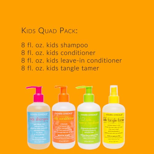 Mixed Chicks Kid's Quad Pack - Shampoo, Conditioner, Leave-in Conditioner, Tangle-Tamer, 8 fl.oz (Pack of 4)