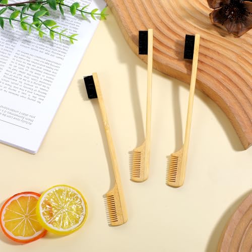 Edge Control Brush, 3 PCS Edge Brush Sturdy Mustache Brush for Men 2-in-1 Edge Hair Brush Comb Styling Gentle Care Tools Compact Curling Accessories for Curly Hair