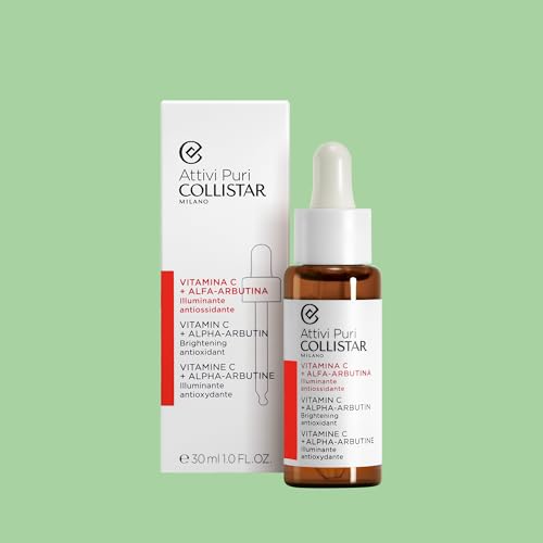 Collistar Attivi Puri Vitamin C Serum + Alpha Arbutin Face Drops for Anti-Ageing Moisturising Effect, Also for Sensitive Skin, Free from Silicone, Alcohol and Dyes 30 ml