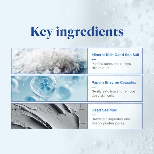 Deep Pore 2-in-1 Exfoliating Cleanser | Korean Hydrating Face Cleanser | Fungal & Hormonal Acne Support | Enzyme & Dead Sea Mud Formula (4.23 fl. oz)