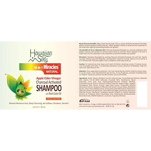 Hawaiian Silky Hawaiian silky 14-in-1 miracles charcoal activated shampoo 12 fluid ounce, White, 12 Fl Ounce