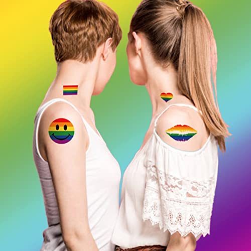HAOYAN 40 Sheets LGBT Pride Day Temporary Tattoo Sticker Rainbow Pattern Love is Love Flash Waterproof Fashion Body Art Men Women Child