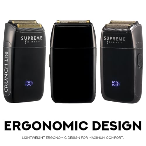 Supreme Trimmer Crunch Lite STF600 | Professional Double Foil Shaver for Men | Cordless & Corded, 60 Min Runtime, Hidden LED Display | Barber Face & Head Finishing Razor