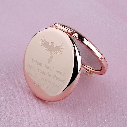 WUSUANED Inspirational Quote Gift Phoenix Rising Makeup Mirror When The Phoenix Rises from The Flames Phoenix Lover Gifts (Phoenix Rising Makeup Mirror)