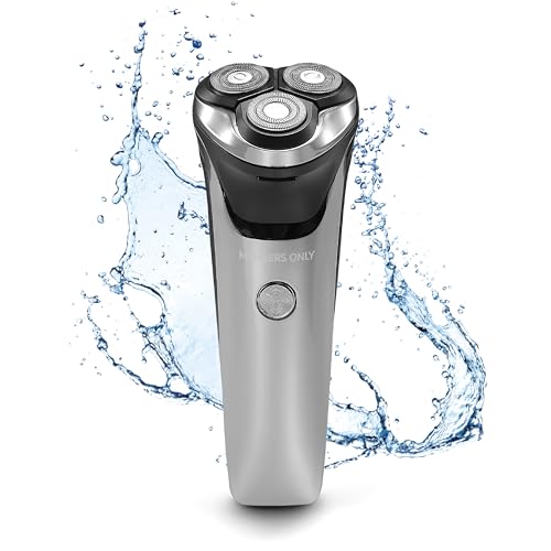 Members Only Electric Razor for Men, Lithium Metallic Cordless 3 Heads Rotary Shaver, Precision Trimming, Close Shave with Built-in Pop-up Trimmer, IPX6 Waterproof, USB Rechargeable Battery