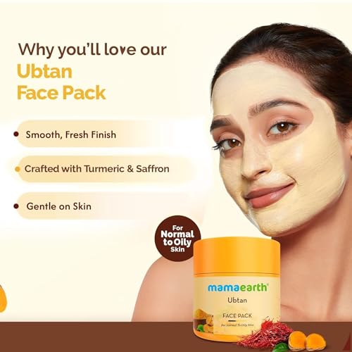 MAMAEARTH Ubtan Face Pack with Turmeric & Saffron | Restores Natural Glow & Makes Skin Soft & Supple | 3.5 Oz (100g)