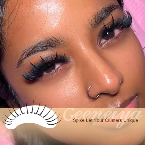 Geeneiya Lash Clusters with Spikes Fairy Cluster Eyelash Extensions Kit 40D+50D Lash Extension Kit 8-18MM Wispy D Curl Spiky Individual Lashes Kit with Lash Bond and Seal for Beginners