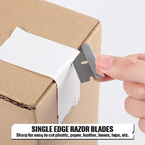 Lasnten 1500 Pcs Single Edge Razor Blades, Industrial Scraper Razor Blades Safety Straight Edge Replacement Box Cutter Blade for Glass Paint Scraper, Removing Labels, Decals, Stickers