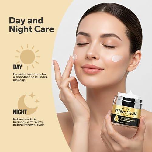 Retinol Cream For Face (1.7 Oz), Retinoids For Facial, Anti Aging Face Cream with Retinol & Hyaluronic Acid, Day & Night Facial Moisturizer for Women & Men, Hydrating Creams for Fine Lines