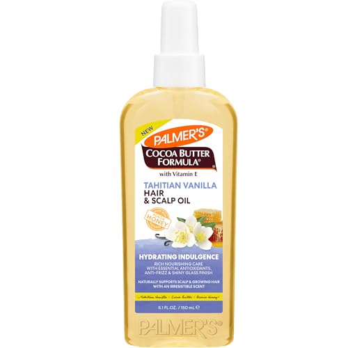 Palmer's Cocoa Butter Formula, Tahitian Vanilla Hair & Scalp Oil, (5.1 Fl Oz), Hydrating & Nourishing Oil with Vitamin E & Acacia Honey for Shine, Smoothness & Frizz Control, All Hair Types