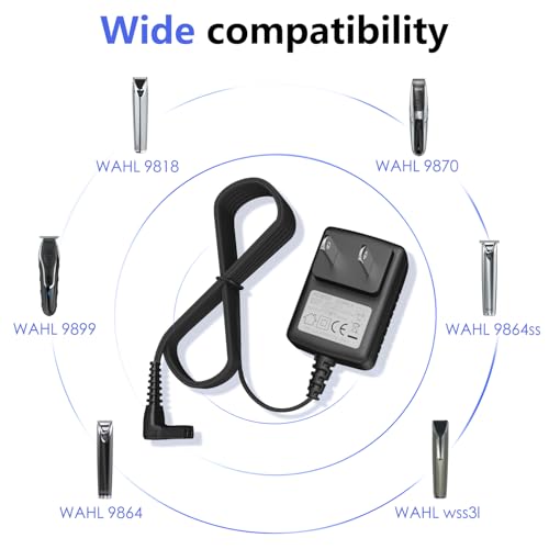 Power Adapter Charger for Wahl SS2L, WSS3L, Replacement Charger for Wahl Trimmer Models 9864SS, SS2L, WSS3L, 9818A, 5616L, 5701, 9818-5001, 9864, 9870, 9884L2, 9896, 9899 Power Supply Charging Cord