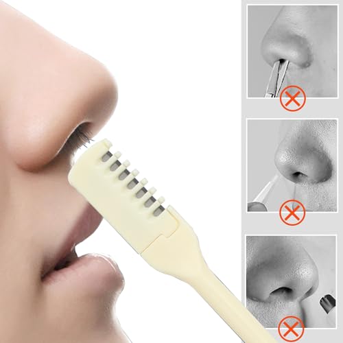 6 Pcs Nasal Hair Trimmer with Storage Box, Double Sided 360¡Æ Rotating Manual Nose Hair Cutter, Stainless Steel and ABS Material, Nasal Hair Cutter Portable Nostril Hair Remover Tool for Men & Women