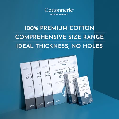 8 Pairs Cottonnerie Original Cotton Gloves for Dry Hands Sleeping, Moisturizing Gloves Overnight, Hand Moisturizer Gloves, Moisture Gloves for Dry Hands Overnight, Sleeping Gloves, Medium