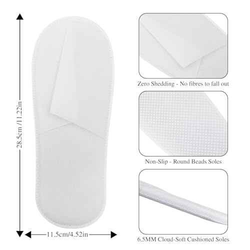 50/100 Pairs Disposable Slippers Bulk ? 25/50 White & 25/50 Gray Disposable Slipper for Guests, Hotel Spa Guest Slippers Closed?Toe for Travel Home