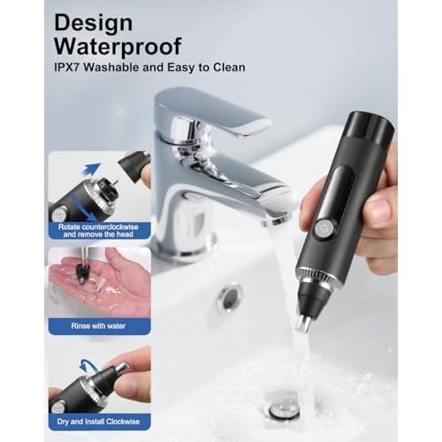 Nose Hair Trimmer for Men and Women,2025 Professional Painless IPX7 Waterproof Eyebrow & Facial Hair Trimmer,USB Rechargeable with LED Display Dual-Edge Blades for Smoother Cutting,BlackSilver