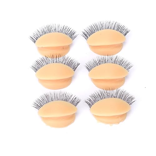 Replacement Eyelids, 3 Pairs Double Layers Eyelashes Eyelids, Realistic Eyelids for Eyelash Training and Practice, Silicone Practice Eyelash Eyelids, Mannequin Head Removable Parts (Skin Color)
