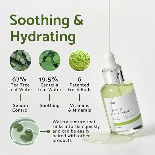 iUNIK Centella Edition Skincare Set (Cream 2.02 fl.oz. & Mini Serum 0.51 fl.oz.) - Centella Asiatica and Tea Tree Leaf Waters to Soothe, Calm, Moisturize, and Protect the Skin