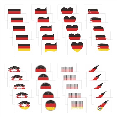 40 Pcs Individual Temporary Meme Germany Flag Tattoos for Kids Fans Face Tattoo Stickers for Adults Group Activity Props