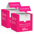 FACEMADE 120 Count XXL Disposable Face Towels 12" ¡¿ 12", 100% USDA Biobased Face Towelettes Disposable, Clean Facial Towels for Makeup and Clean Skin, Super Soft and Thick Dry Wipes Club