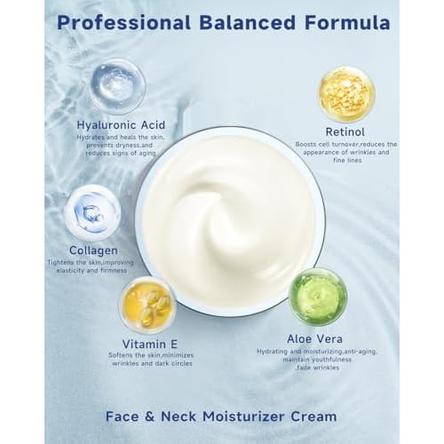 Retinol Cream for Face, Collagen Neck Creams for Tightening and Firming, Anti Aging Day & Night Facial Moisturizer for Women & Men, Instant Face Lift Wrinkle Cream 1.7 fl. oz.