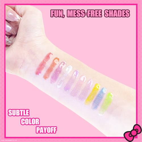 Hello Kitty 10 Piece Plant Based Lip Gloss, Girls Party Favors, First Makeup Set for Girl, Perfect for Parties, Sleepovers, and Birthday Gifts, Ages 3+, by Townley Girl
