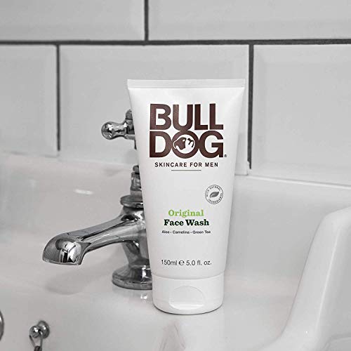 BULLDOG Mens Skincare and Grooming Original Face Wash with Aloe, Camelina & Green Tea, 5 Fl. Oz. - Pack of 3