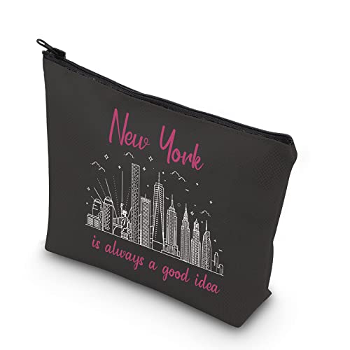 New York Bachelorette Party Favor New York Is Always A Good Idea New York Vacation Zipper Pouch Makeup Bag (BLK-NY)