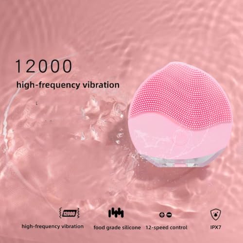 Facial Cleansing Brush | Anti Aging Face Massager | Enhances Absorption of Facial Skin Care Products | for Clean & Healthy Face Care | Simple & Easy | Waterproof (Pink)