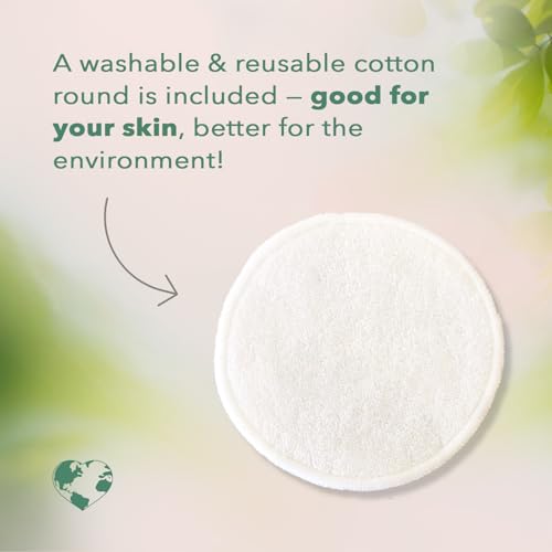 Nourish Organic Moisturizing Face Cleanser for All Skin Types, Watercress + Cucumber Face Wash, Fragrance-Free (6 Oz) + Washable Cotton Round