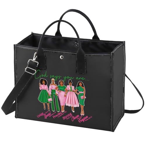 WZMPA Sorority Sisters Cosmetic Makeup Bag Pink and Green Gift God Says You Are Sorority Makeup Zipper Pouch Bag Greek Sorority Paraphernalia (God Says AK TB-BL)