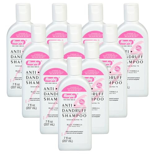 Rugby Selenium Sulfide Anti-Dandruff Shampoo - Blue Formula for Normal Hair - 7 Oz (10-Pack)