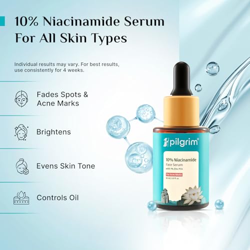 Pilgrim 10% Niacinamide + 1% Zinc Serum | Acne Control & Oil Balancing | Smoothing Serum for Blemish-Prone Skin | All Skin Types | For Women & Men | 1.01 Fl Oz (30 ml)