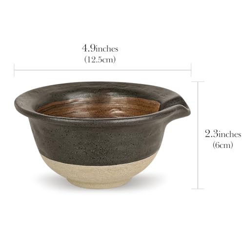 Linkidea Inside Rough Ceramic Texture Shaving Bowl, Shaving Soap Lather Cup for Men, Beard Wet Razor Shave Cream Bowl (Black), RAC5-01