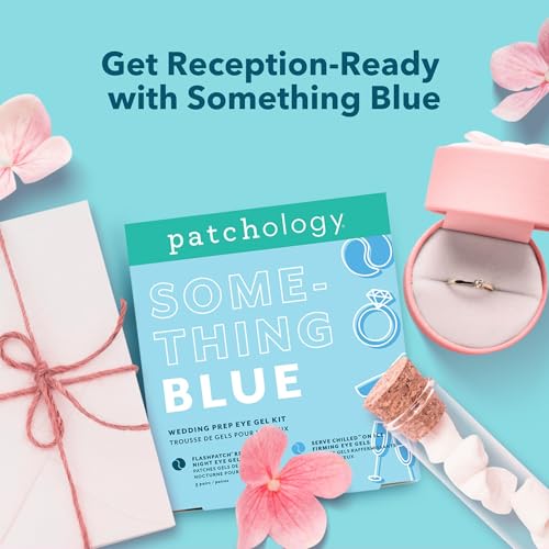 Patchology Bridal Shower Gift Box ? Something Blue Cooling Under Eye Patches for Brides & Bridesmaids, Depuffing & Firming Gel Masks with Peptides & Bakuchiol ? Wedding Skincare Gift Set