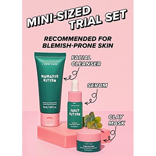 I Dew Care Skin Care Set - Kitten My Balance On + Skincare Set - Vitamin To Glow Pack | Illuminating Vitamin C Trio with Niacinamide, Travel Size, Cream, Lip Mask, Serum Bundle