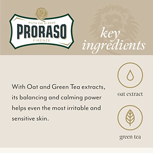 Proraso After Shave Balm - Oatmeal & Green Tea - Nourishing & Gentle Formula After Shave Cream for Sensitive Skin - Premium Italian Shaving for Men - 3.4oz,(Pack of 2)