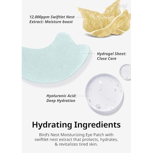 Snp 12,000ppm Bird's Nest + Hyaluronic Acid Eye Patch | Hydrating and Cooling for All Skin Types | Maximum Hydration Eye Patches | Korean Skincare Eye Mask | 60 Patches