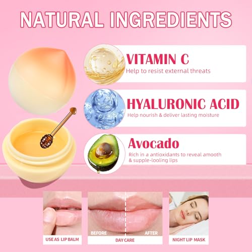 8 PCS Bee Lip Balm Fruit Lip Mask, Teen Girl Stuff, Bulk Gifts for Girls, Galentines Gifts,Valentines Day Gifts,Small Gifts, Cute Fruit Balm with Honey, Effective Prevention Dry Lip Reduces Lip Lines