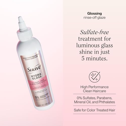 Suave Hydra Glossing Glazing Treatment for luminous glass shine in just 5 minutes, Sulfate-free, 8 oz