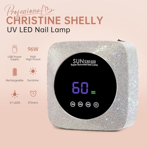 UV LED Nail Lamp 96W Rechargeable Gel Curing Lamp, Cordless Nail Dryer Gel Polish Light with Large LCD Display, with 3 Timer Setting Auto Sensor for Salon and Home (AB Diamond)