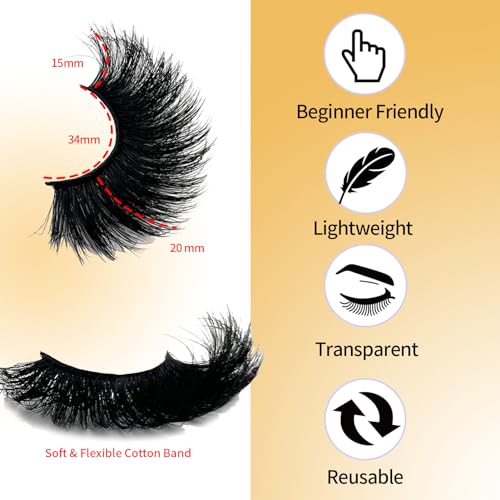 Mink Lashes Fluffy 3D Volume Dramatic Lashes Faux Mink 25mm Big Long Cat Eye Full Strip Eyelashes Pack Wispy 20mm False Eyelashes Bulk
