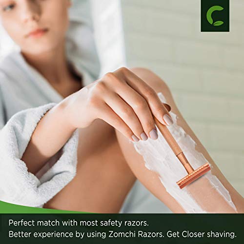 White Double Edge Safety Razor for Women and Men+ 50 Counts Saftey Blades for Shaving