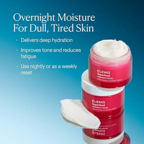 ELEMIS Superfood Midnight Facial, Moisturizer Face Cream, Hydrating Face Moisturizer for Dry Skin, Firming Facial Cream, Camu Camu & Vitamin C Cream