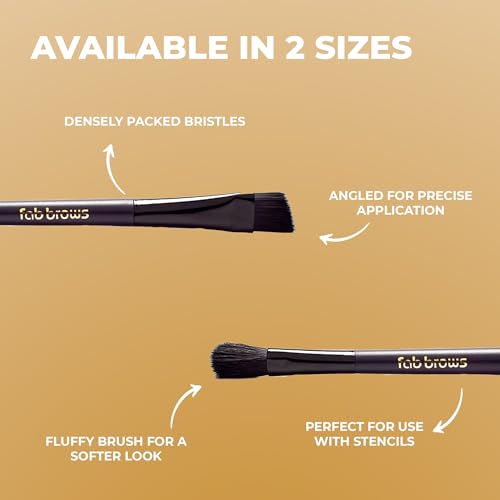 Fab Brows Lux Brow Brush | Ultra Fine Angled Eyebrow Brushes | Larger Dual Brow Brush | Creates Bold or Soft Looks | Beginner-Friendly | Eyebrow Makeup Brushes | Beauty Tools | Vegan, Hypoallergenic
